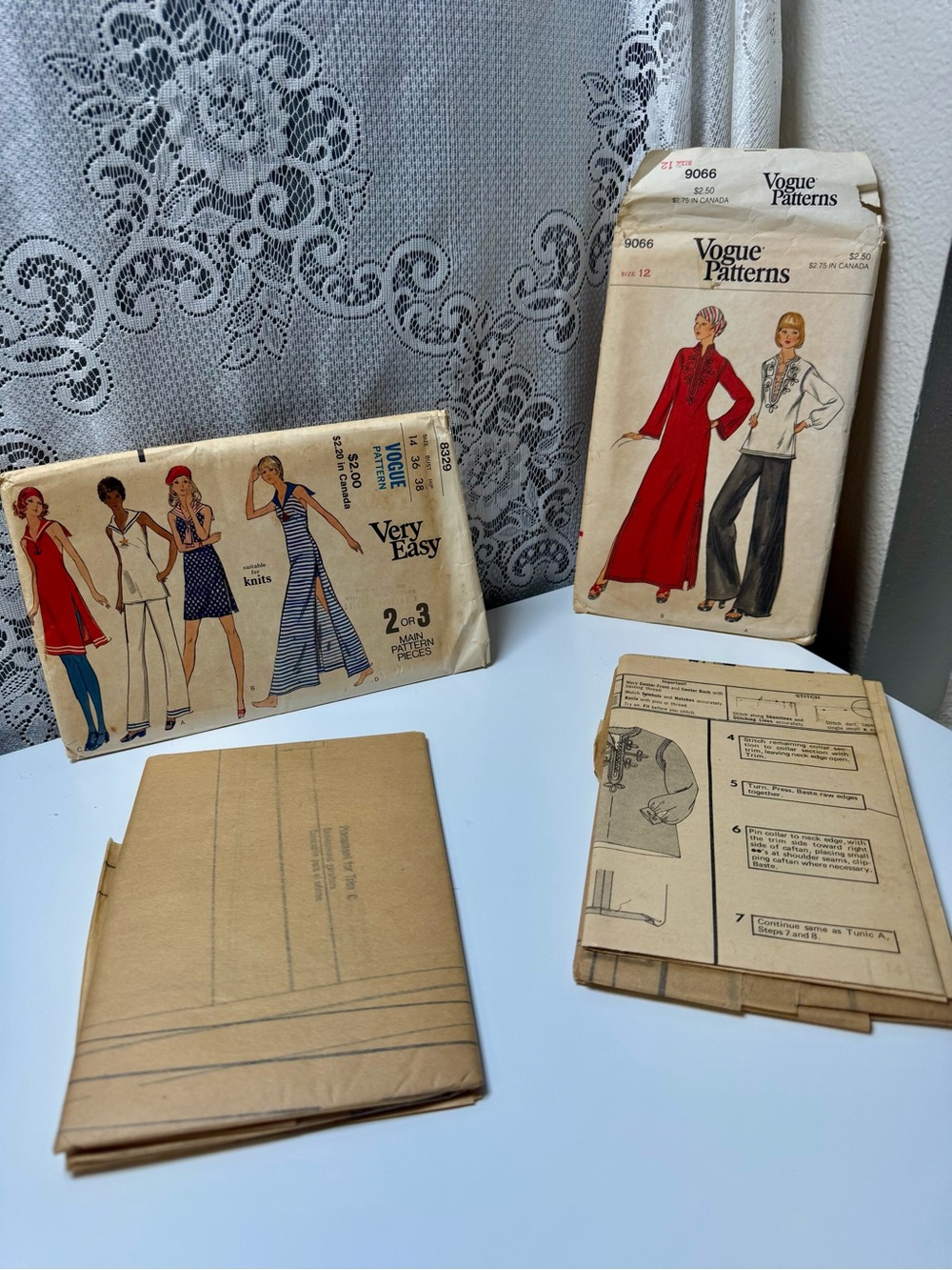 Vintage 1970s Vogue Patterns Bundle. Caftans, Maxi Boho Sailor Dress.Sizes 12-14